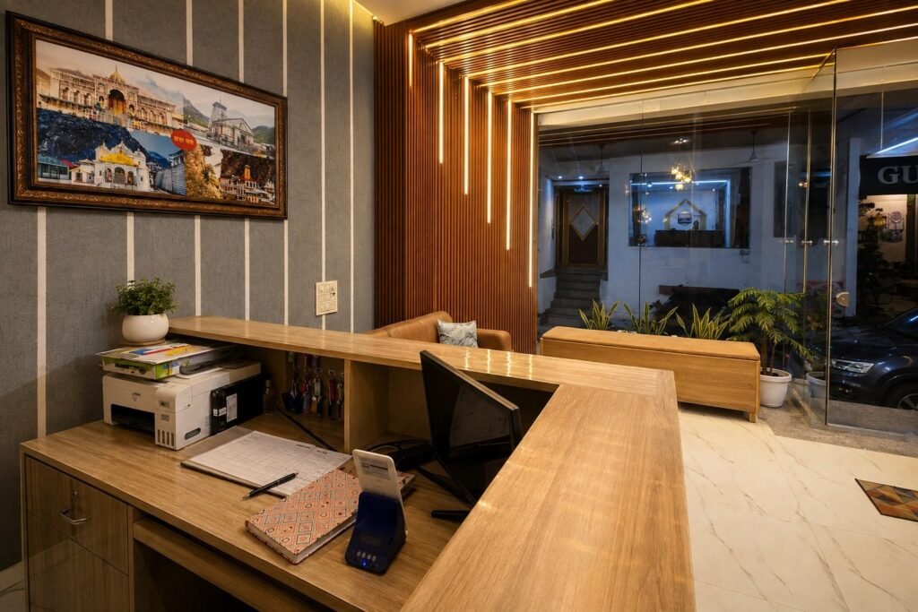 Reception desk and lobby at Gange Hills by Around Stays