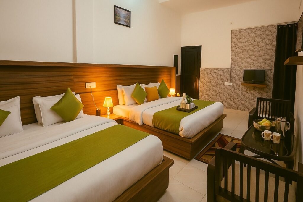 Double room with sitting area and exposed-brick wall at Oslo Green by Around Stays