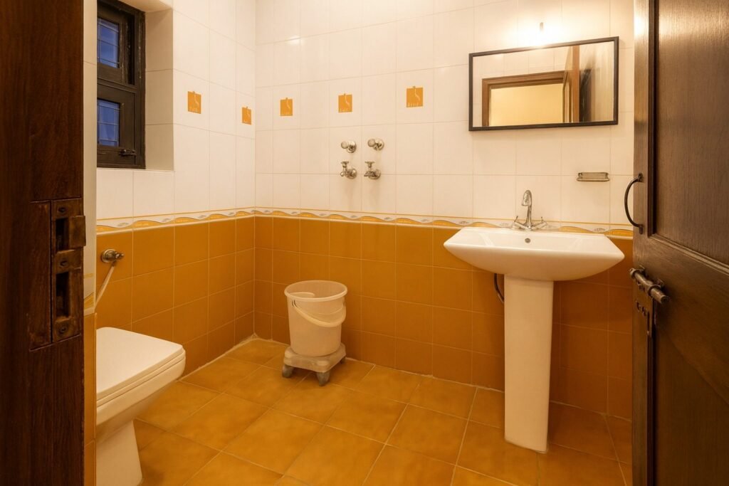 Clean tiled bathroom at Oslo Green by Around Stays