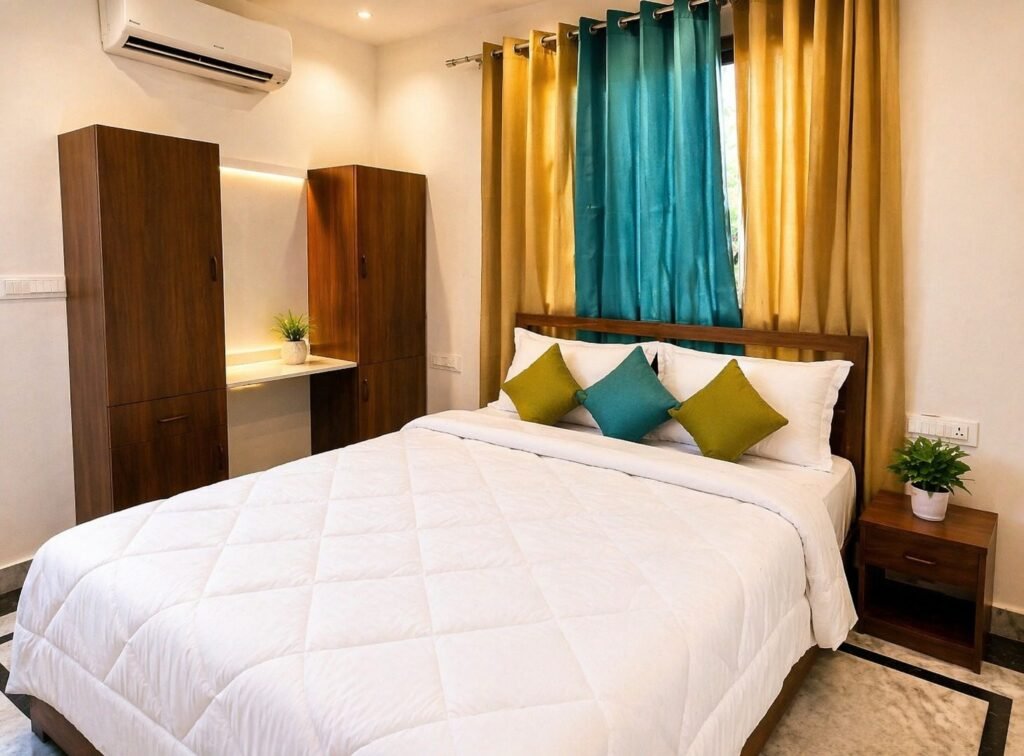 Bright double room with white linen at The Great Garuda by Around Stays